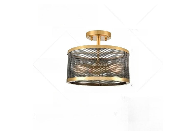 Brass Mesh Semi-flush Ceiling Light