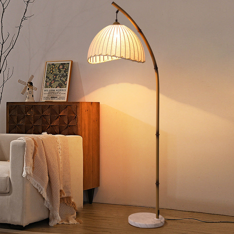 Dimmable Rattan Bamboo Arc Floor Lamp