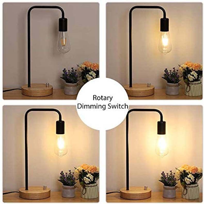 Dimmable Solid Wood Iron Nordic Table Lamp