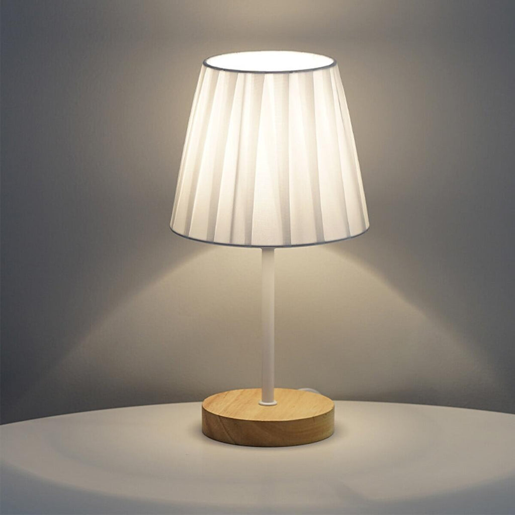 USB Wooden Cylinder Shade Table Lamp