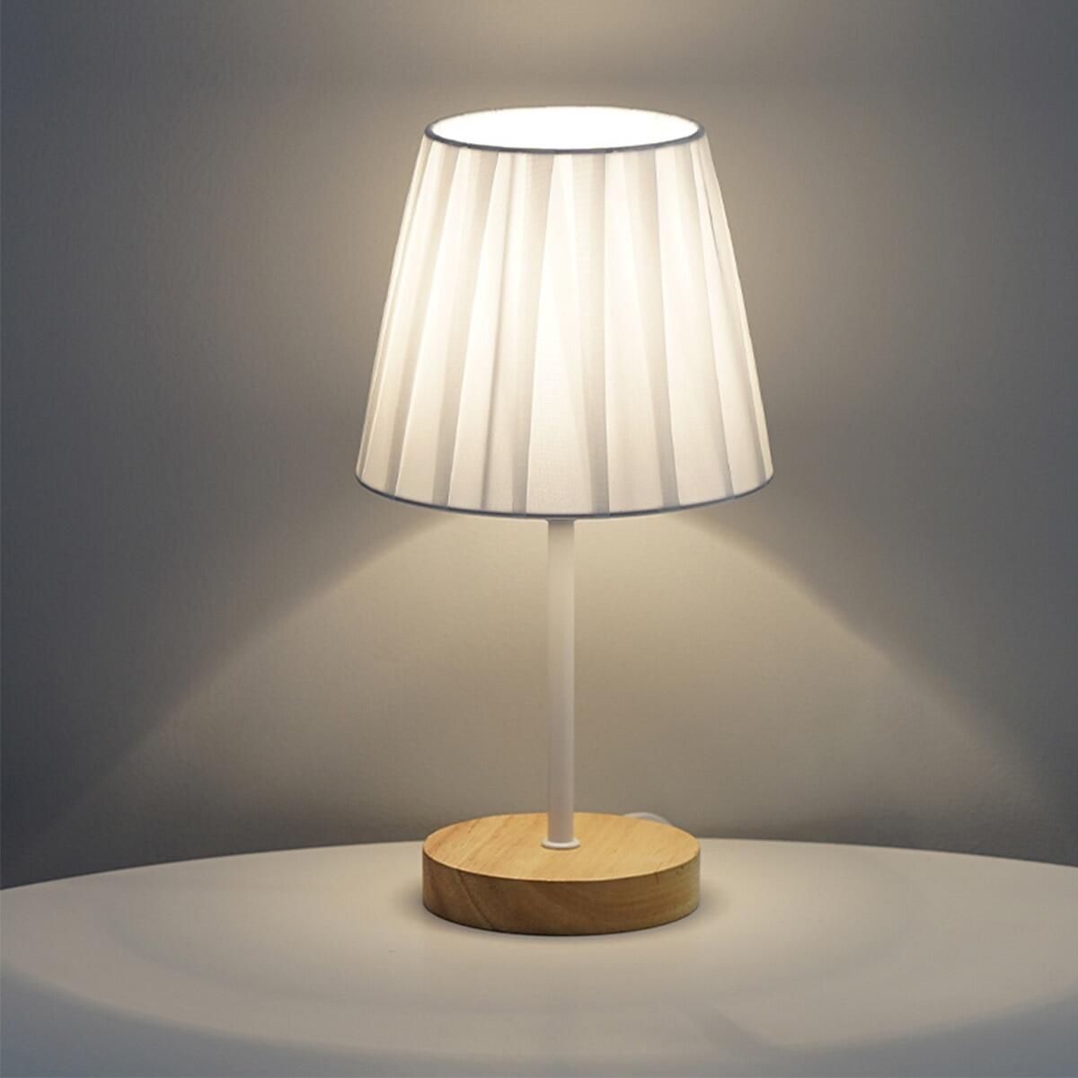 USB Wooden Cylinder Shade Table Lamp