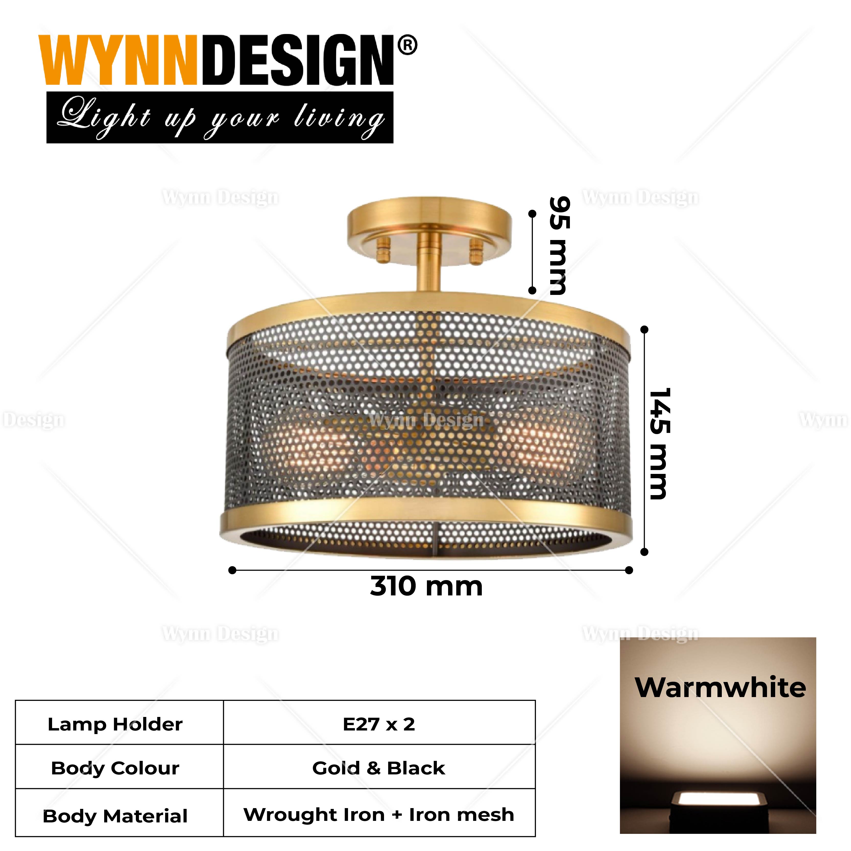 Brass Mesh Semi-flush Ceiling Light