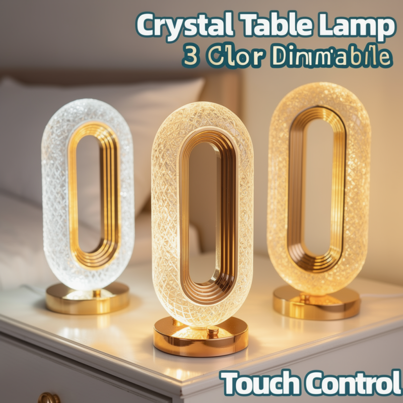 3 Color Touch Rechargeable Crystal Table Lamp
