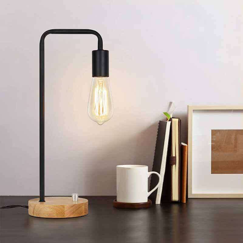 Dimmable Solid Wood Iron Nordic Table Lamp