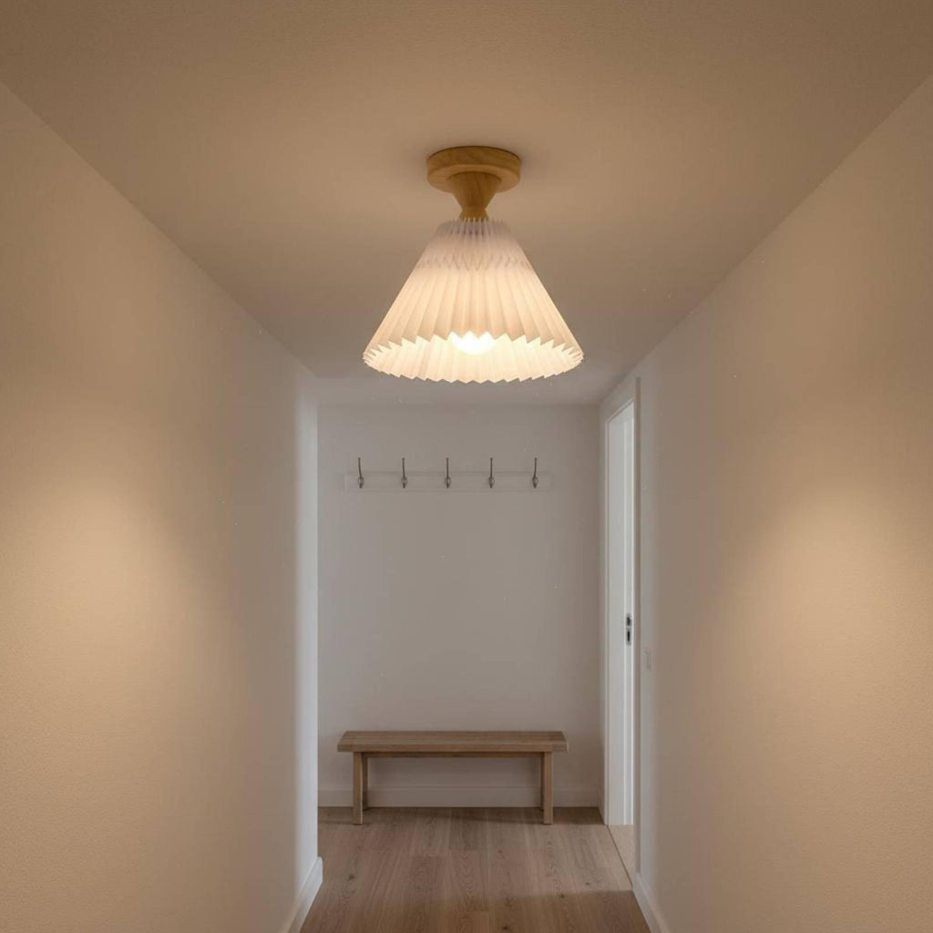 Moon NUNA Pleated Wooden Ceiling Light