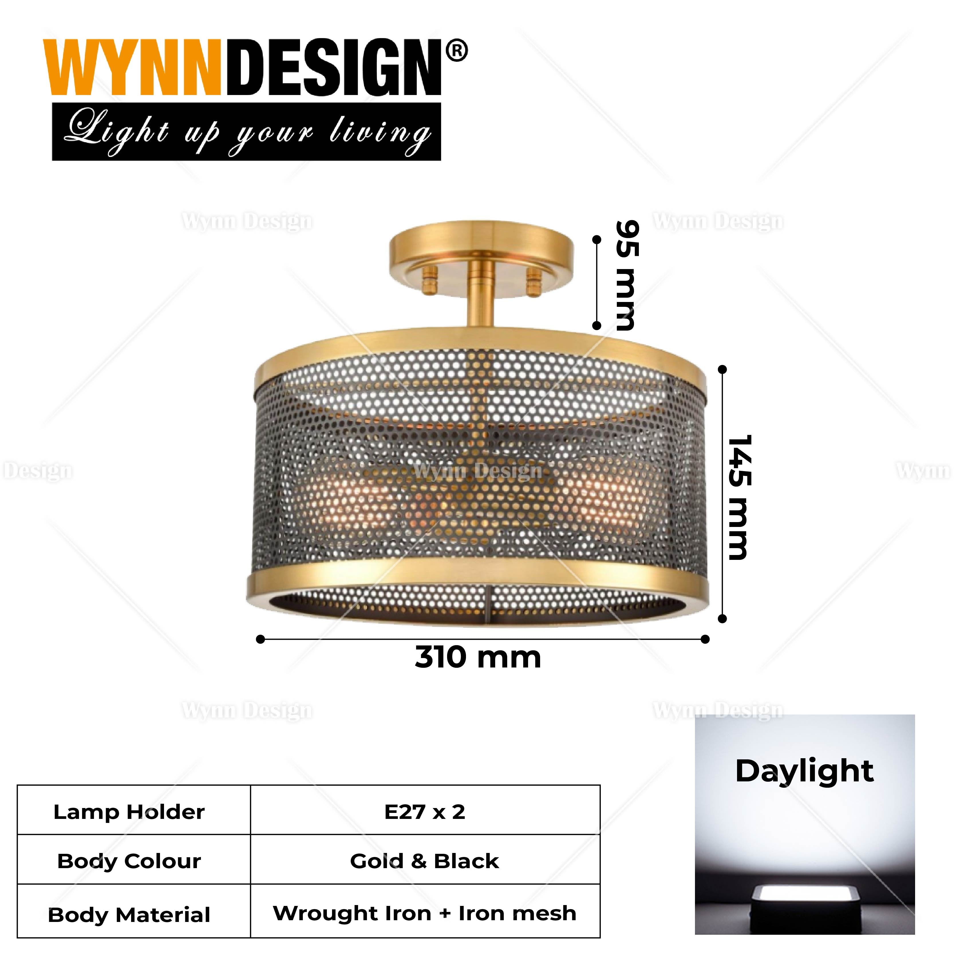 Brass Mesh Semi-flush Ceiling Light