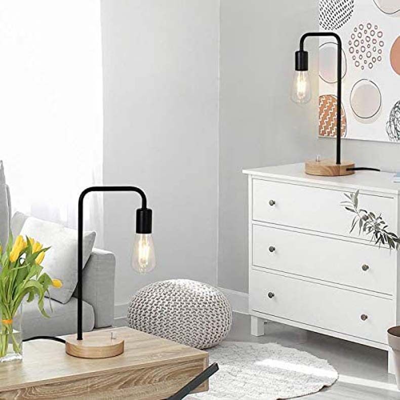 Dimmable Solid Wood Iron Nordic Table Lamp