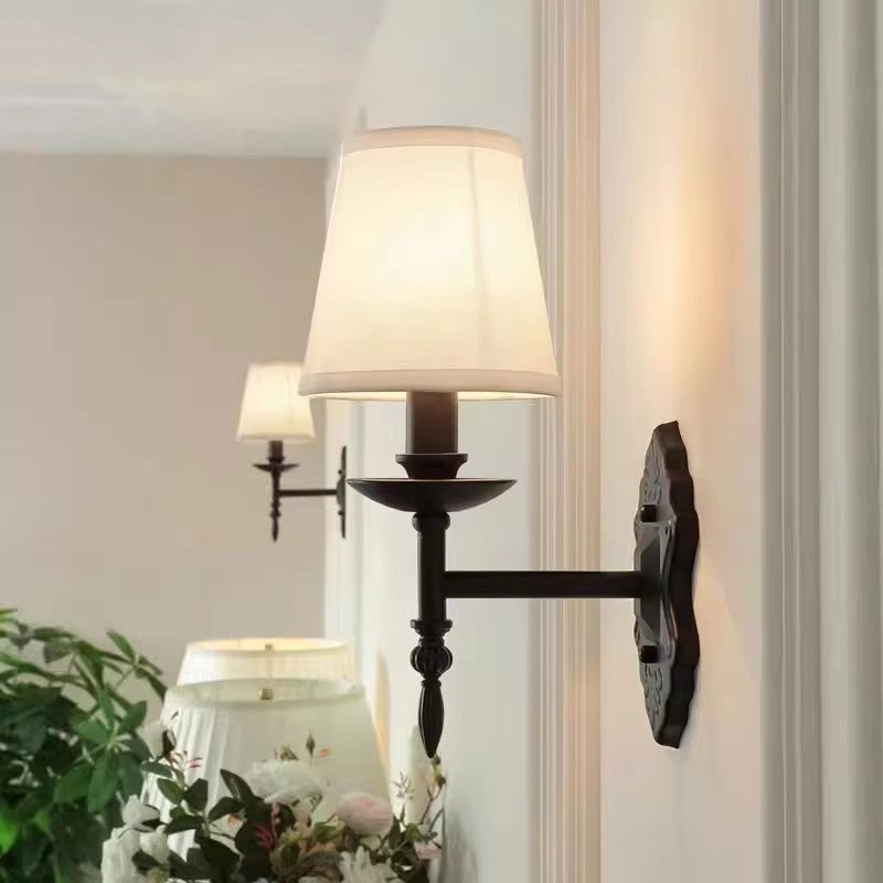 American Black Iron Fabric Wall Sconce