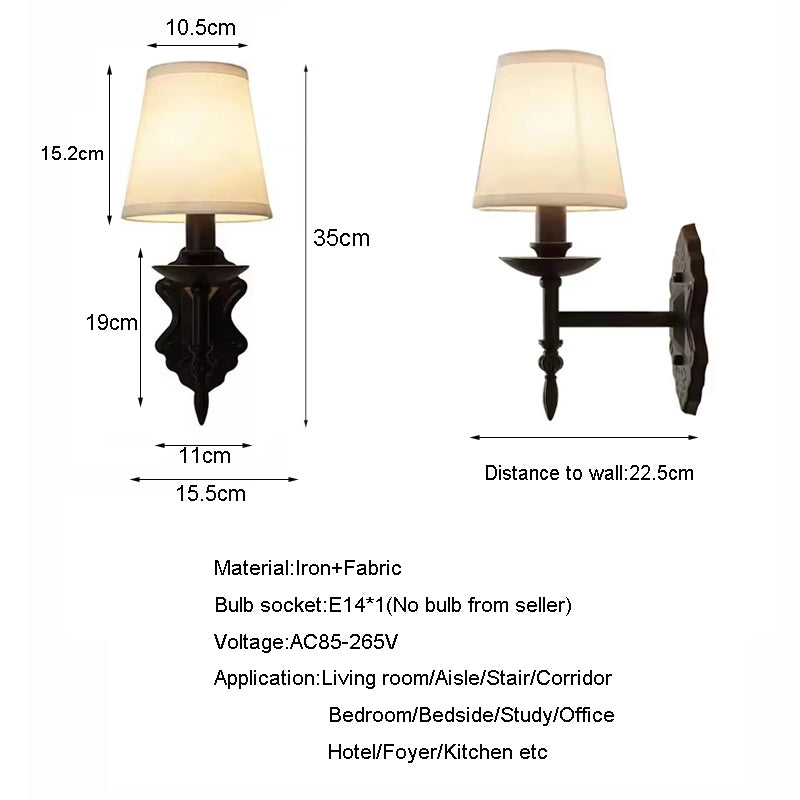 American Black Iron Fabric Wall Sconce