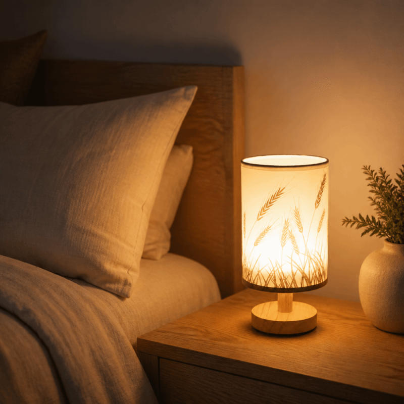 Dimmable Wood Base USB LED Table Lamp