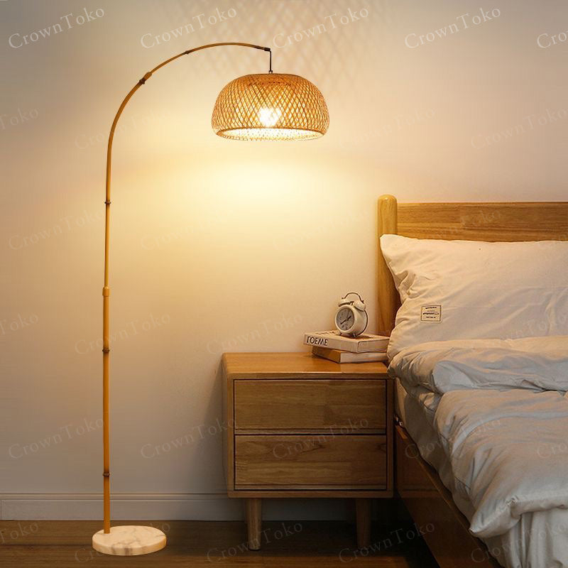 Woven Bamboo Arc Floor Lamp