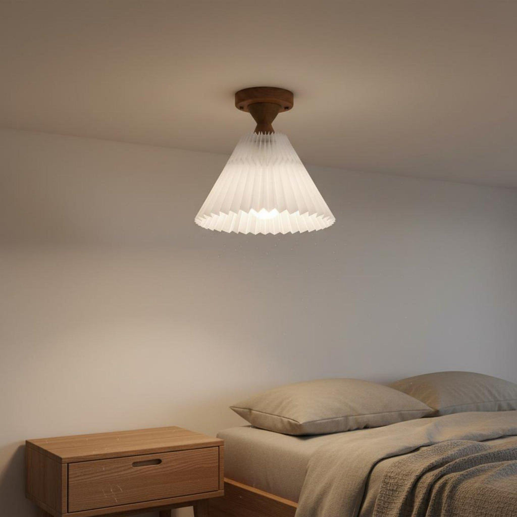 Moon NUNA Pleated Wooden Ceiling Light